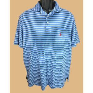 Polo Ralph Lauren Mens Blue Striped Polo Large Golf Polo Tennis